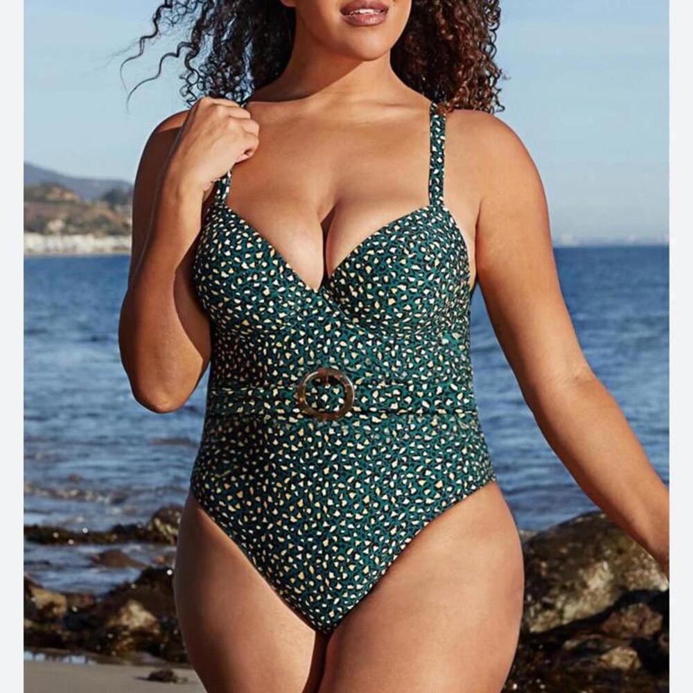 NWT CUPSHE Leopard O-Ring Underwire One Piece Swimsuit Women’s Plus size 0X (14) - Picture 10 of 14